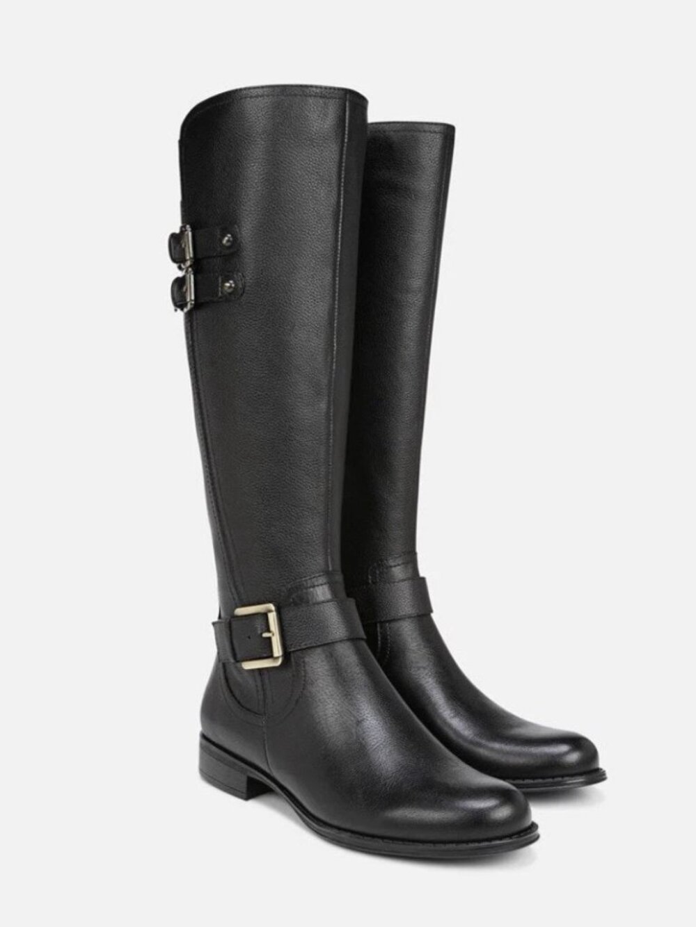 NIB Naturalizer Jessie Black Leather Riding Boots 9W Wide Width